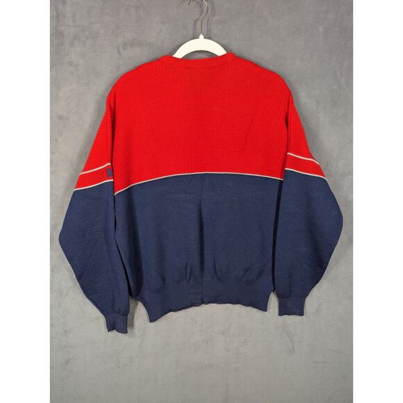 Vintage Demetre Mens Ski Sweater Size L Large 100% Pure Virgin Wool Red Blue - Picture 10 of 10